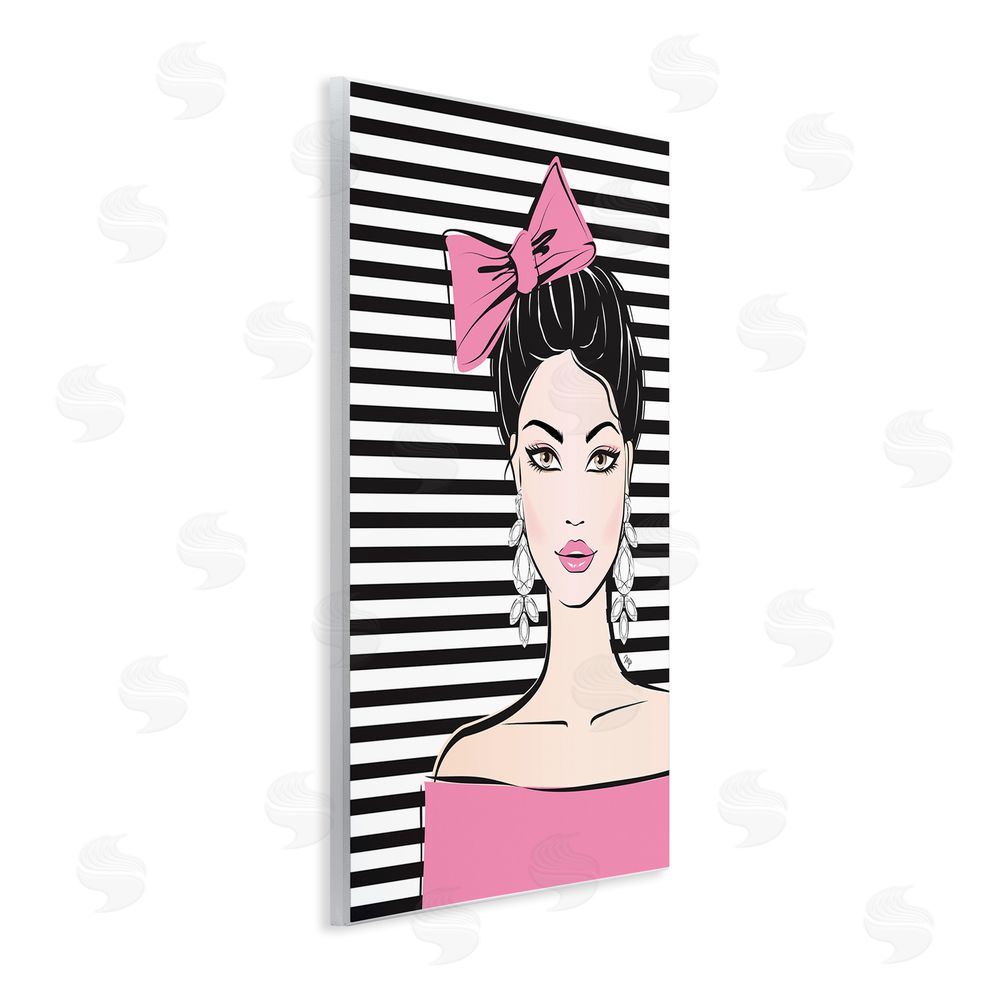Martina Pavlova Girl with Pink Bow & Earrings Wall Plaque Home Decor Art Print