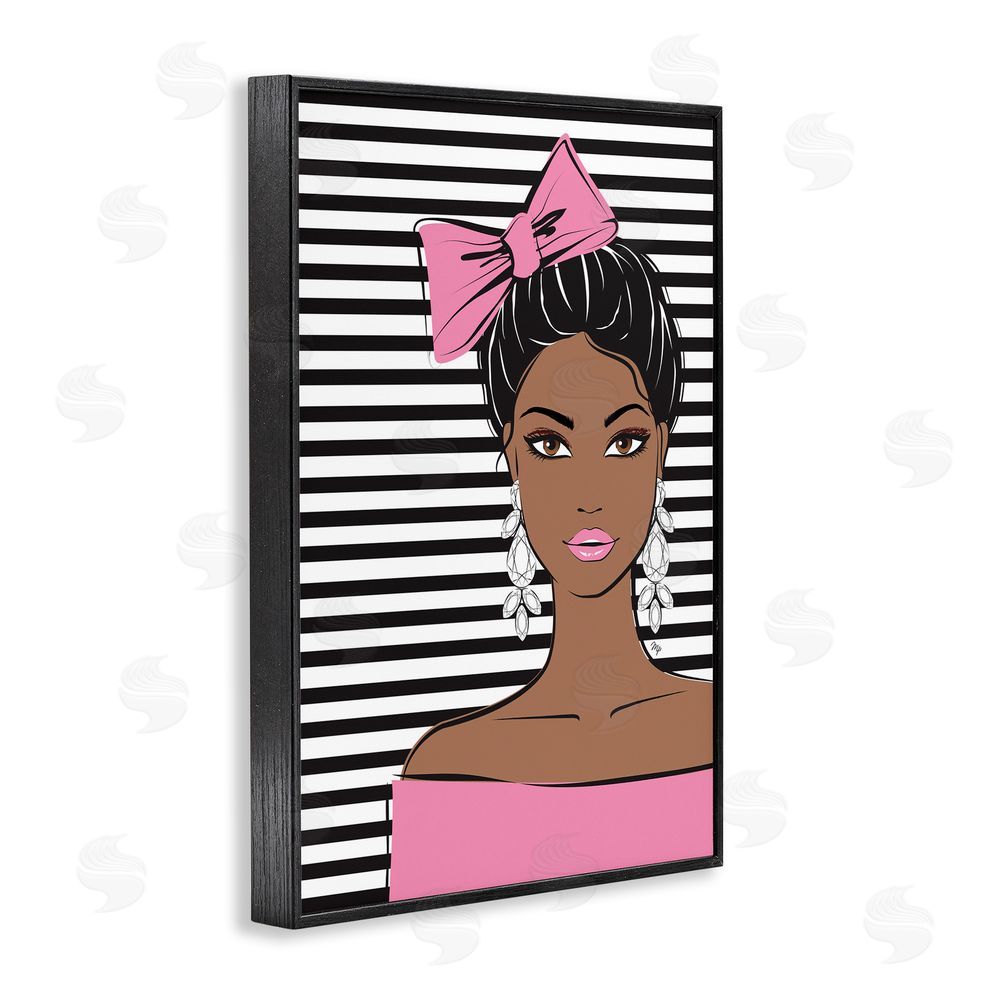 Martina Pavlova Girl with Bow & Jewel Earrings Black Framed Giclee Wall Art