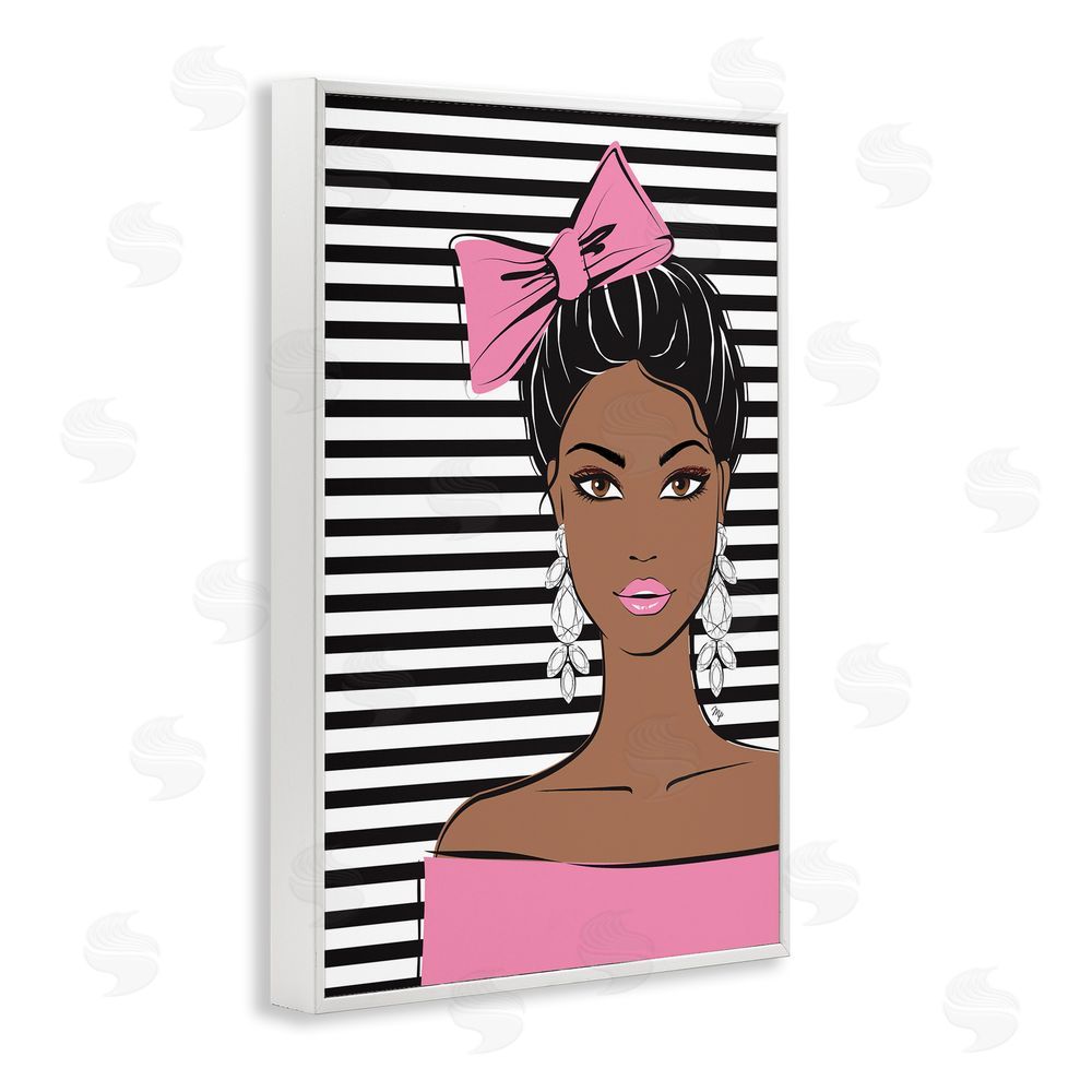 Martina Pavlova Girl with Bow & Jewel Earrings White Framed Giclee Wall Art