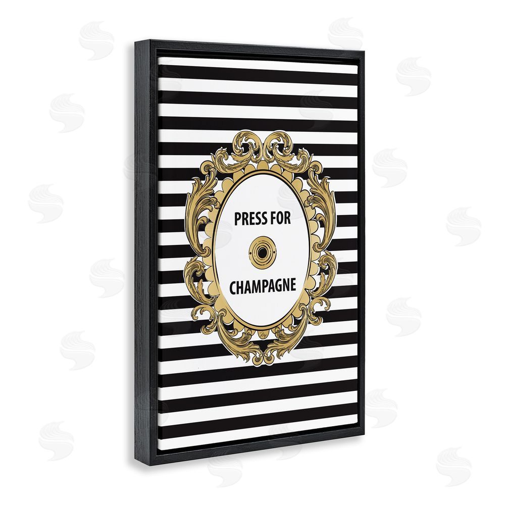 Martina Pavlova Press For Champagne Celebration Black Floating Framed Canvas Wall Art