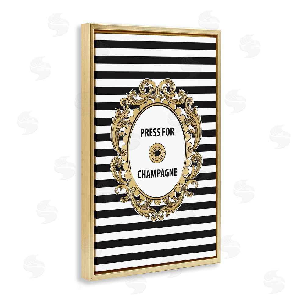 Martina Pavlova Press For Champagne Celebration Gold Floating Framed Canvas Wall Art