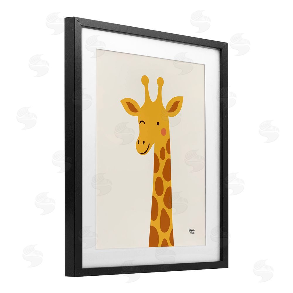 Jessica Beck Winky Giraffe Portrait Black Framed Print Under Glass with Matting Wall Art