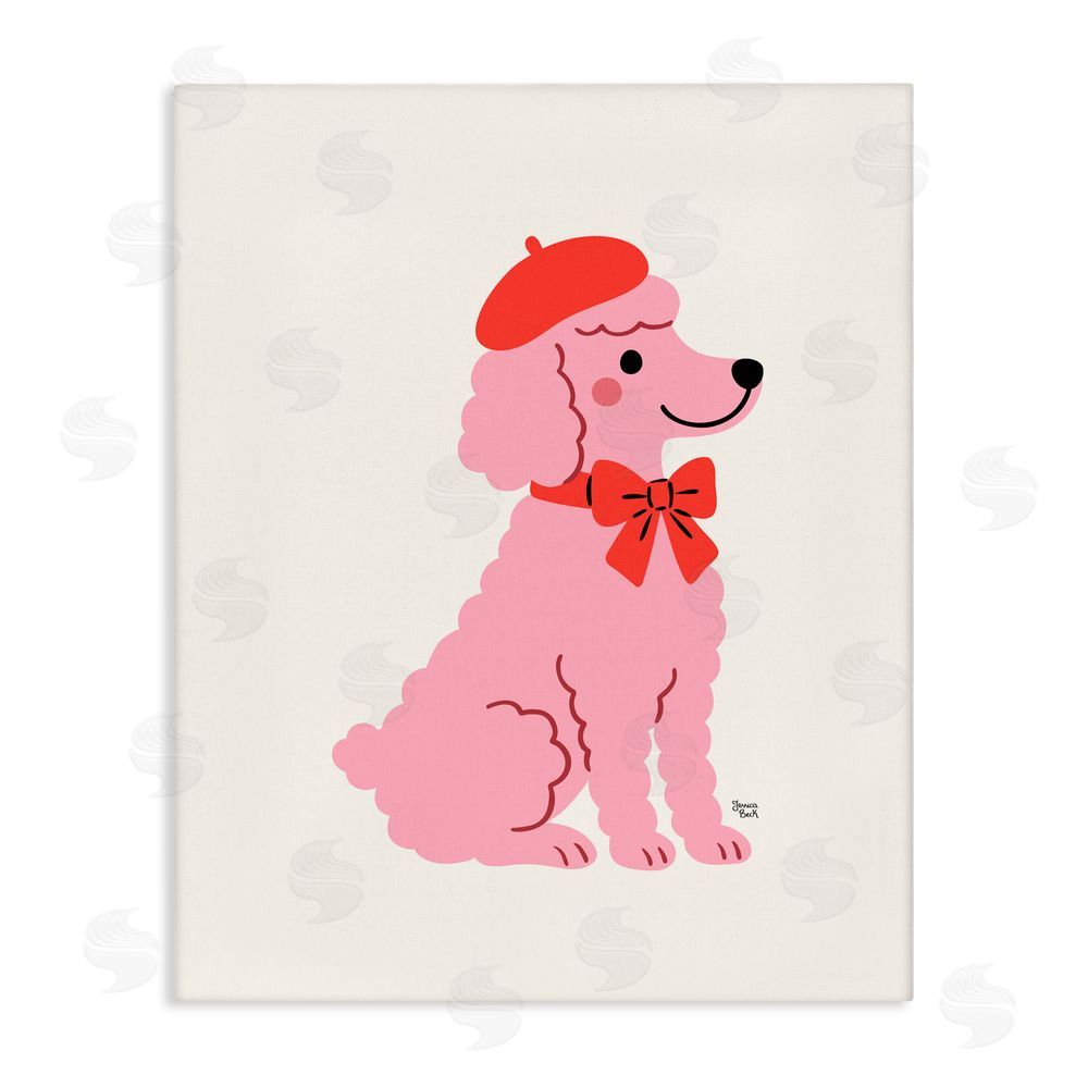 Jessica Beck French Poodle in Beret Stretched Canvas Wall Art Print