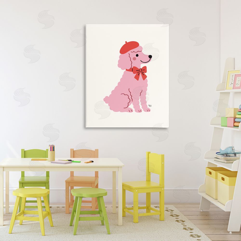 Jessica Beck French Poodle in Beret Stretched Canvas Wall Art Print in Room