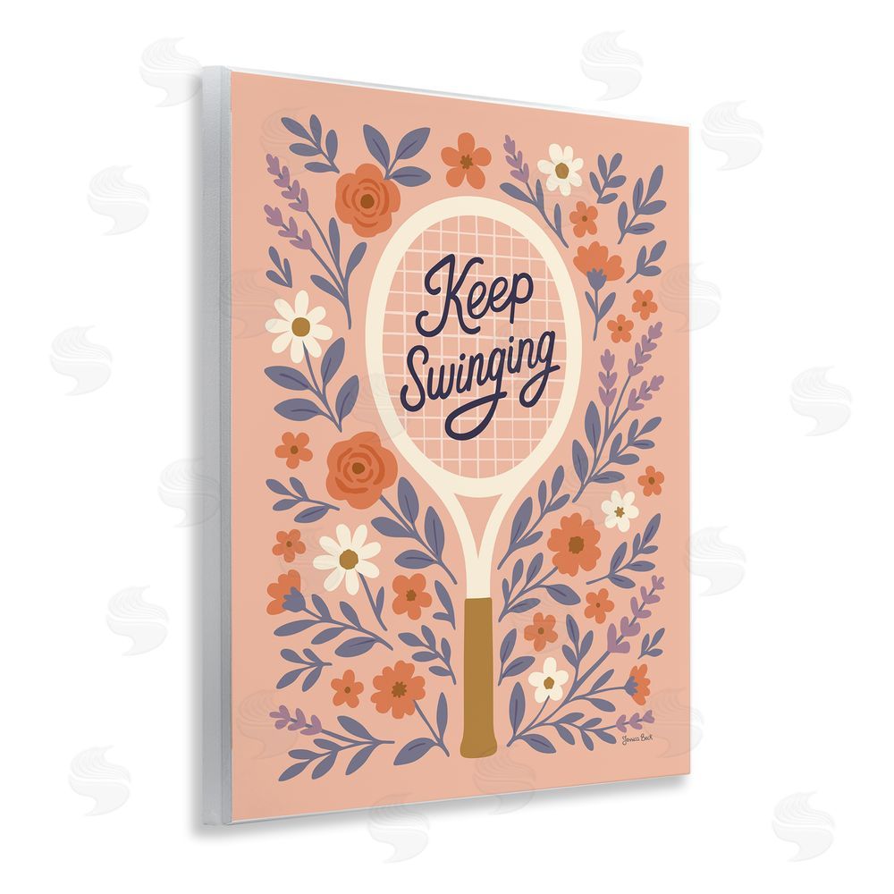 Jessica Beck Keep Swinging Floral Tennis Wooden Wall Plaque Art Print