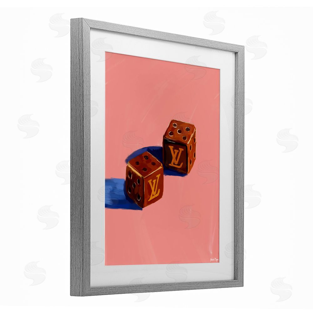 Amelia Noyes Fashion Brand Dice Gray Framed Print Under Glass with Mat Wall Art