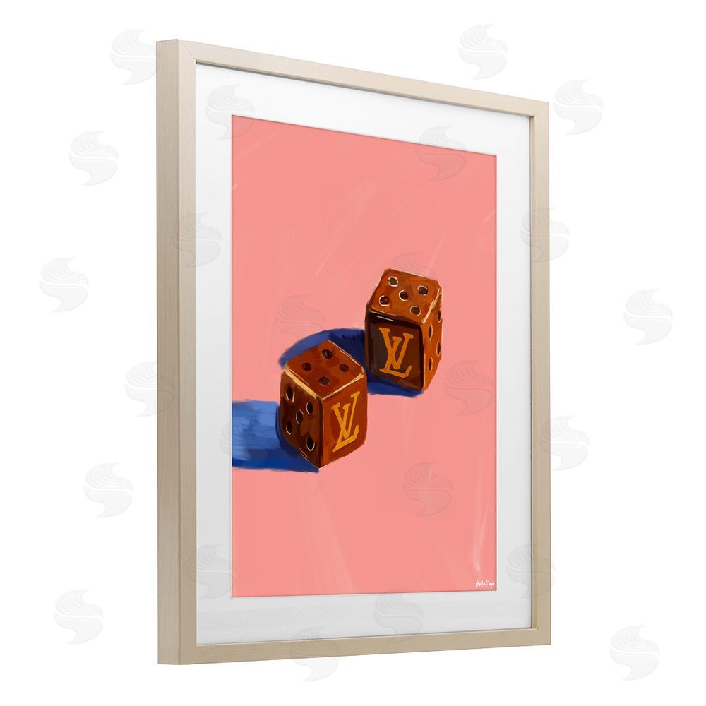 Amelia Noyes Fashion Brand Dice Brown Framed Print Under Glass with Mat Wall Art