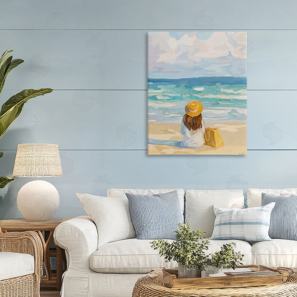 Amelia Noyes Peaceful At The Beach Stretched Canvas Wall Art Print in Room
