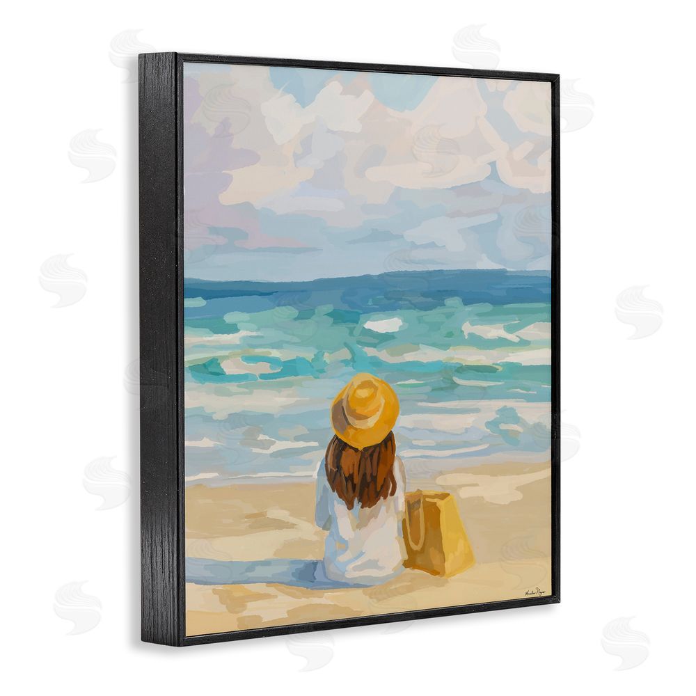 Amelia Noyes Peaceful At The Beach Black Framed Giclee Wall Art Print