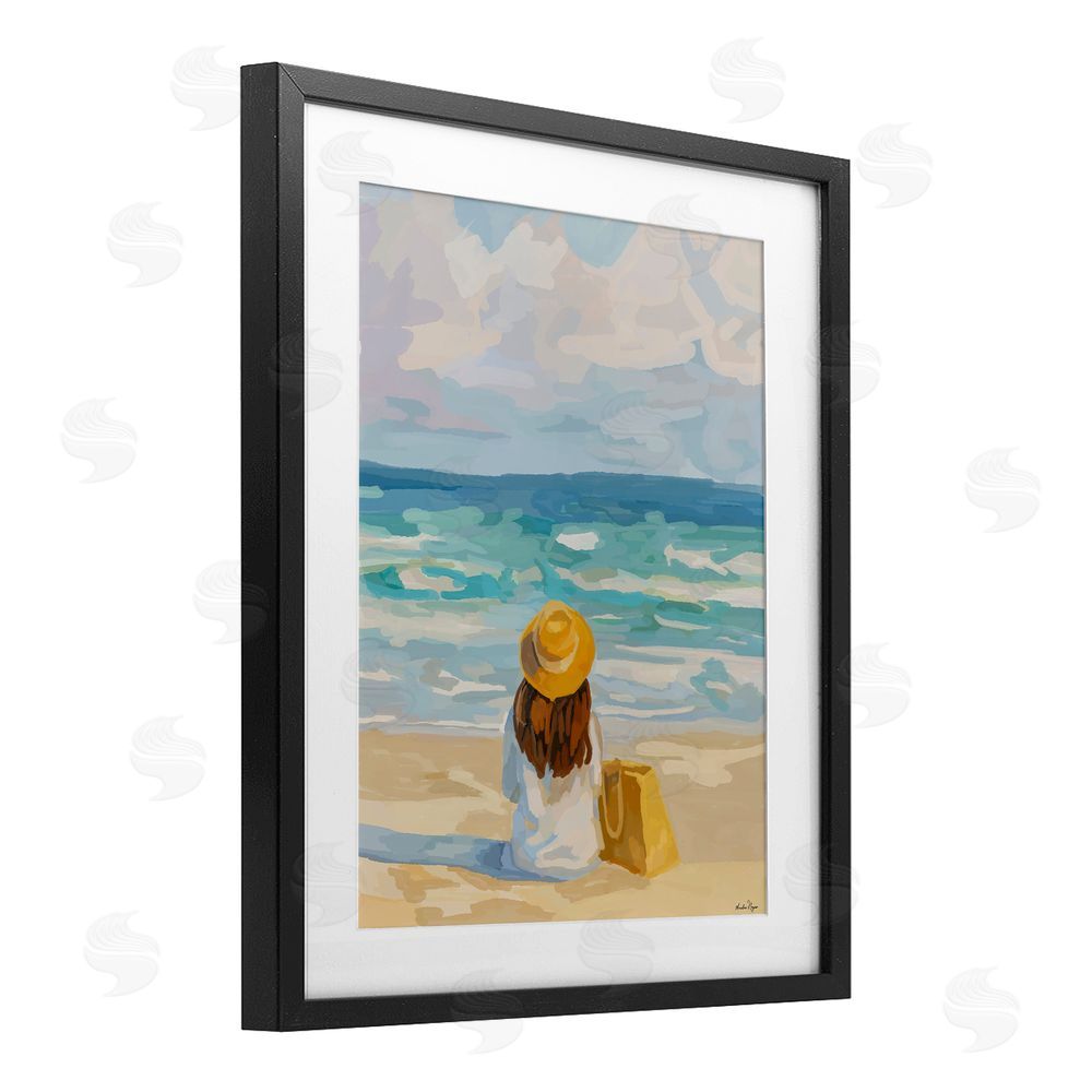 Amelia Noyes Peaceful At The Beach Black Framed Print Under Glass Wall Art