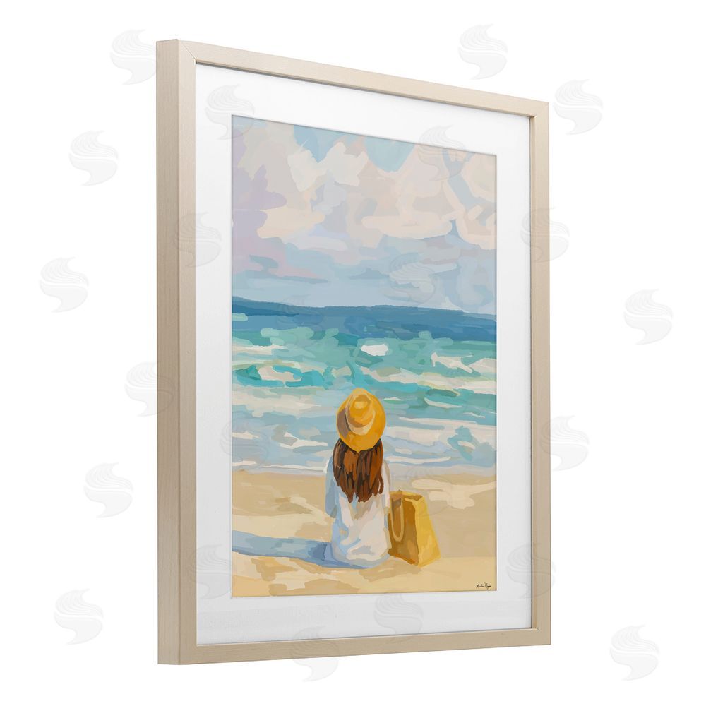 Amelia Noyes Peaceful At The Beach Brown Framed Print Under Glass Wall Art