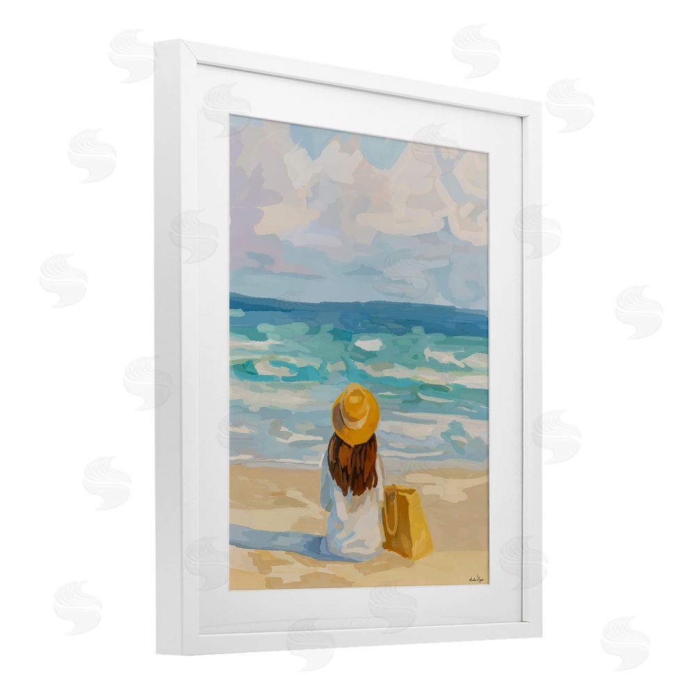 Amelia Noyes Peaceful At The Beach White Framed Print Under Glass Wall Art