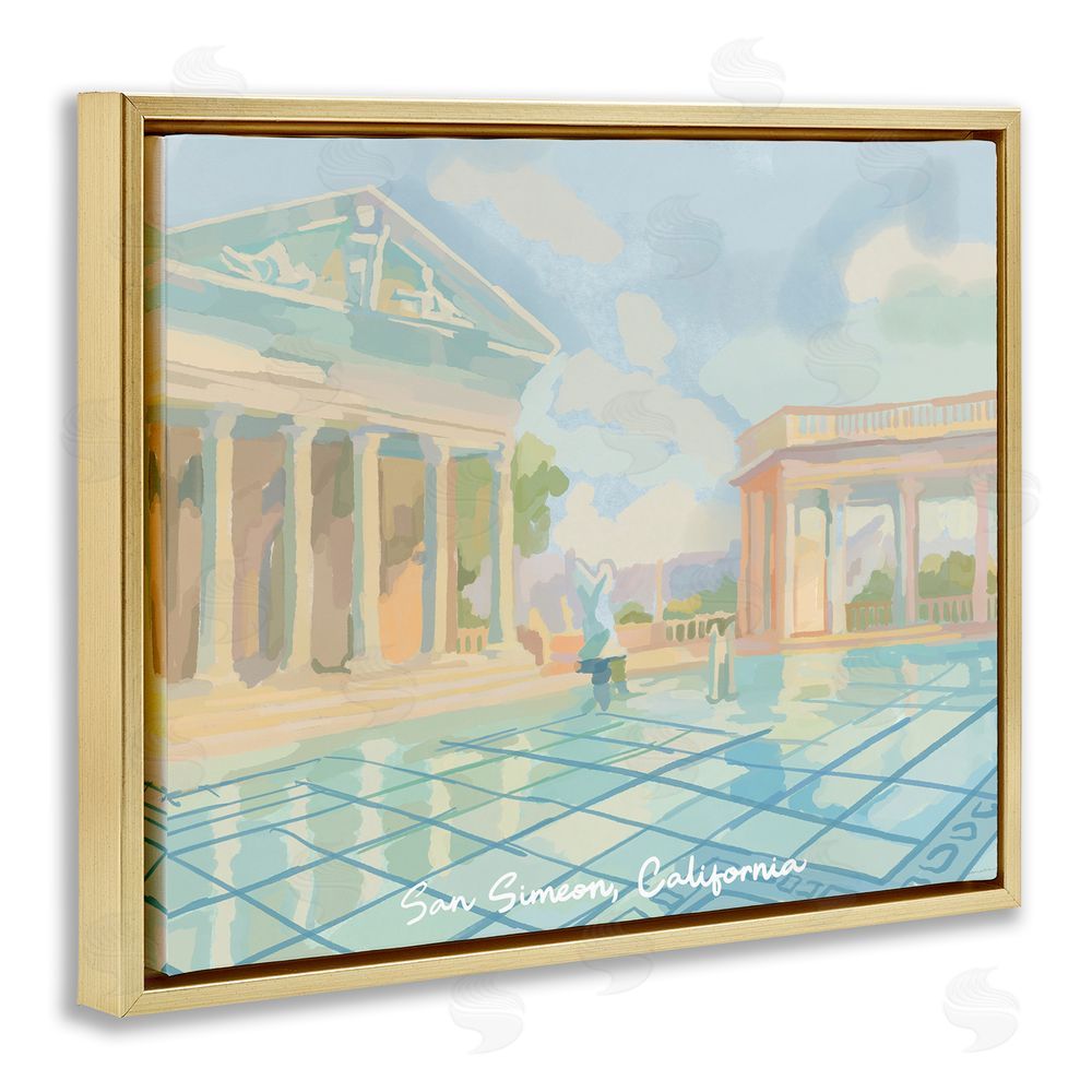 Amelia Noyes San Simeon California Gold Floating Frame Canvas Wall Art Print