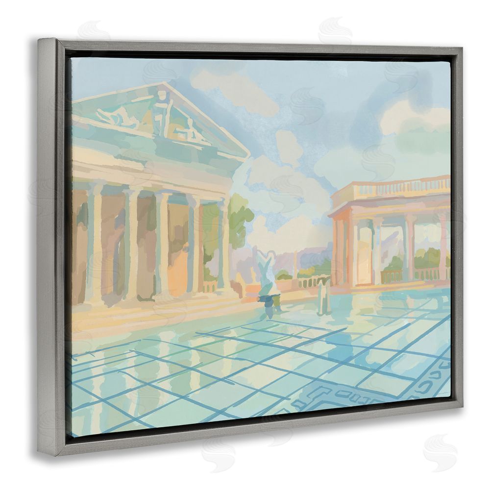 Amelia Noyes Sam Simeon Architecture Gray Floating Frame Canvas Wall Art Print