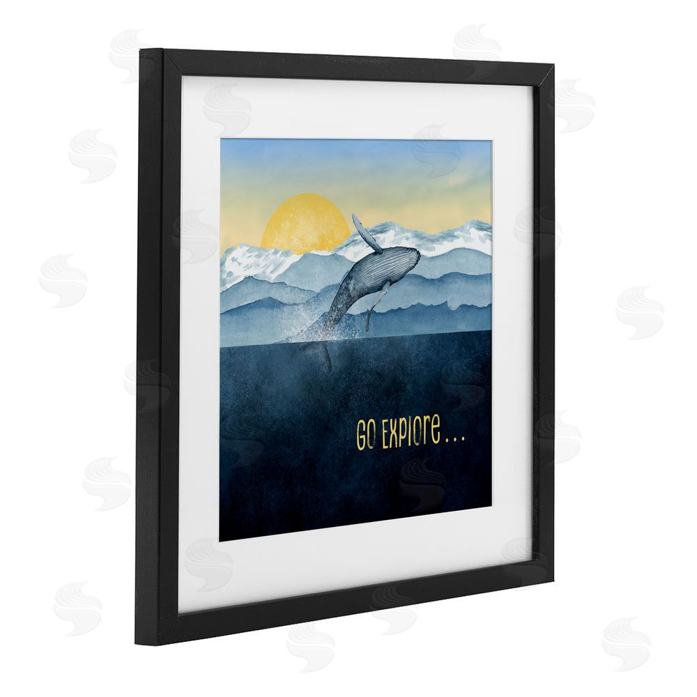 Brett Blumenthal Go Explore Whale Breach Black Framed Print Under Glass Wall Art