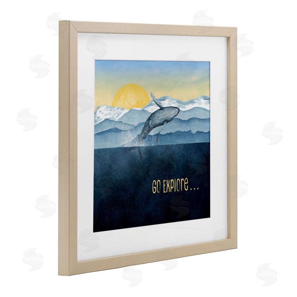 Brett Blumenthal Go Explore Whale Breach Brown Framed Print Under Glass Wall Art