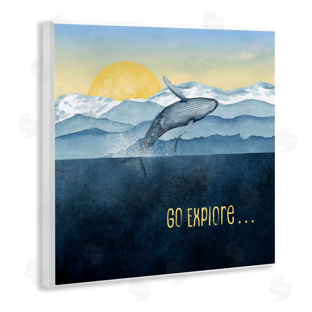 Brett Blumenthal Go Explore Whale Breach Wooden Wall Plaque Art Print