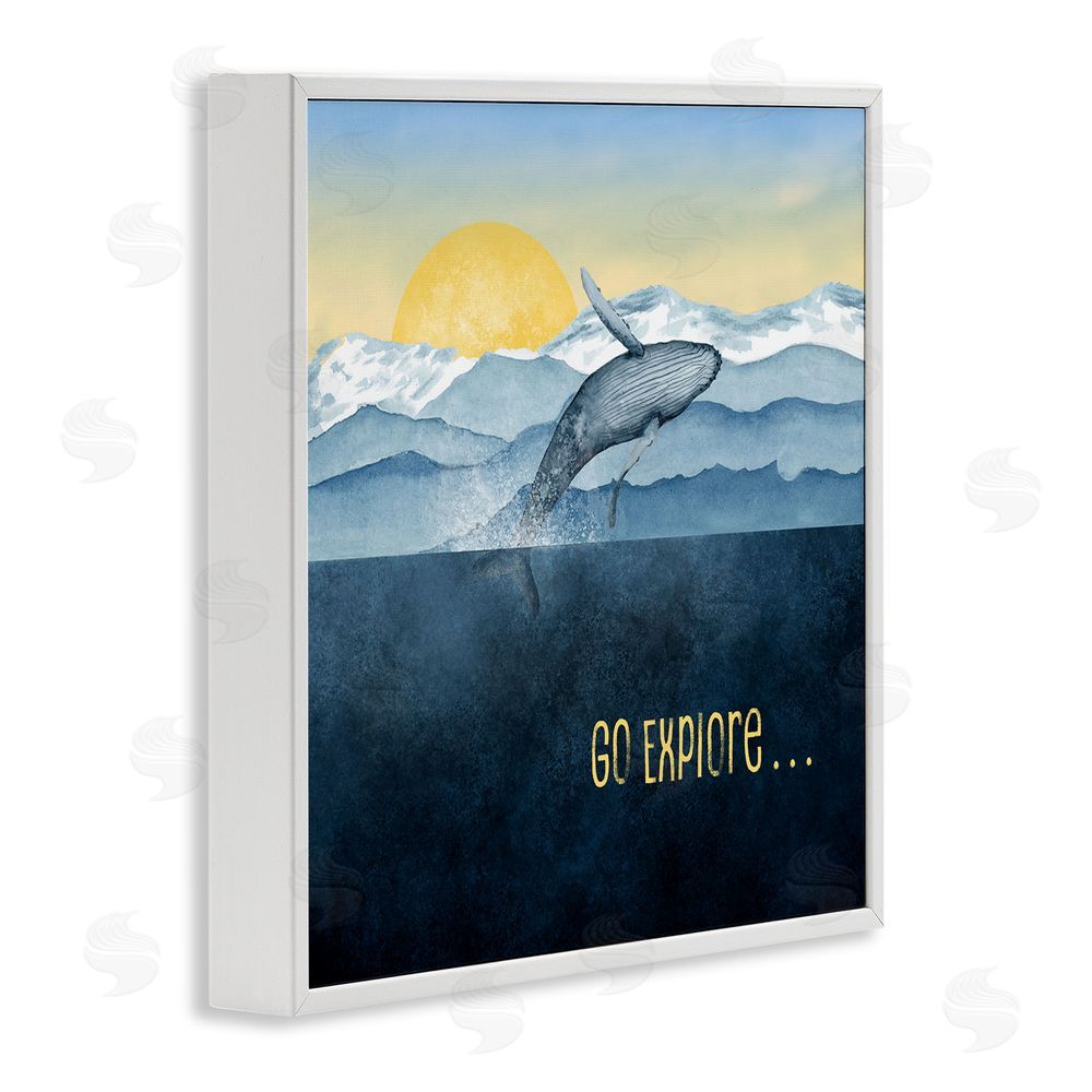 Brett Blumenthal Go Explore Whale Breach White Framed Giclee Print Wall Art