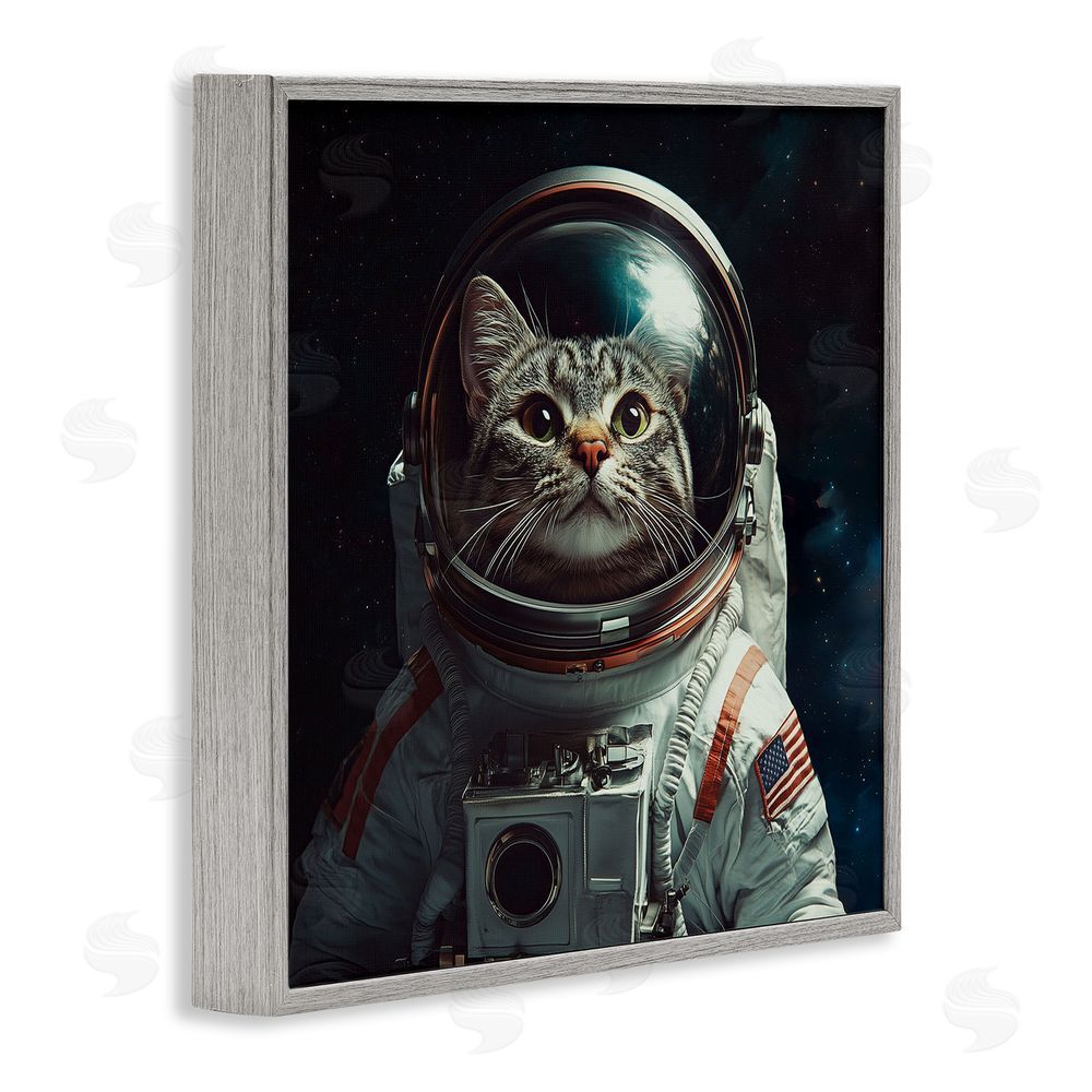 Jim Baldwin Catstronaut Cat Astronaut Gray Framed Giclee Print Wall Art