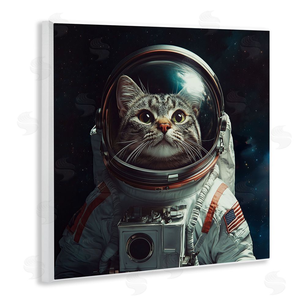 Jim Baldwin Catstronaut Cat Astronaut Wooden Wall Plaque Art Print