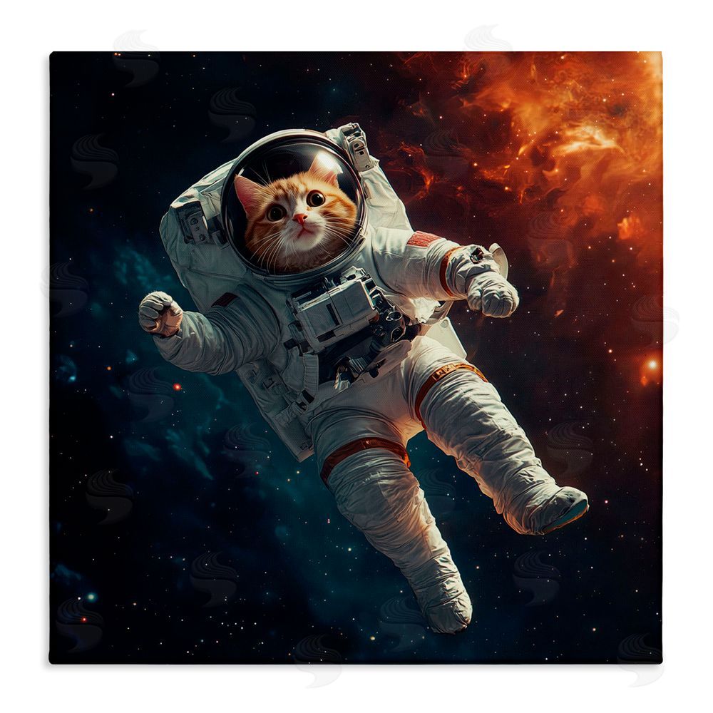 Jim Baldwin Interstellar Cat Astronaut Stretched Canvas Wall Art Print