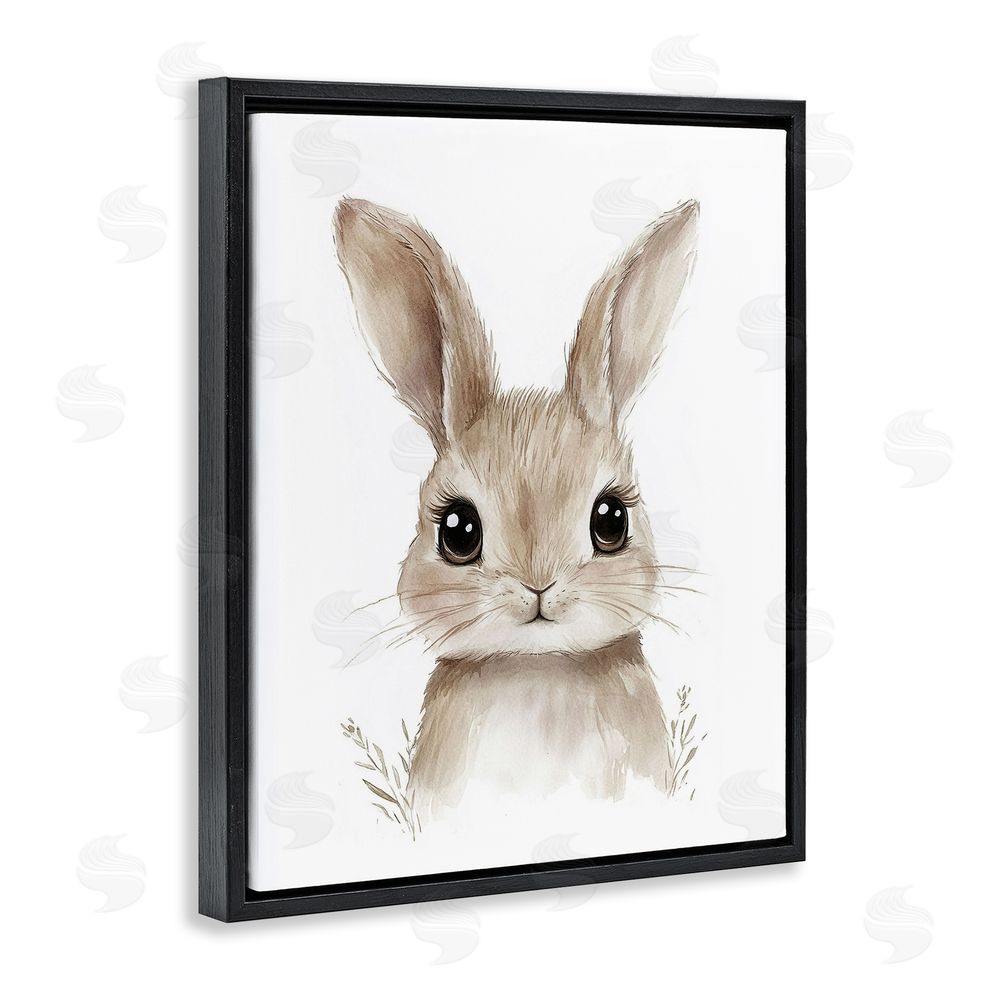 Ramona Murdock Nursery Babies Bunny Black Floating Frame Canvas Wall Art Print