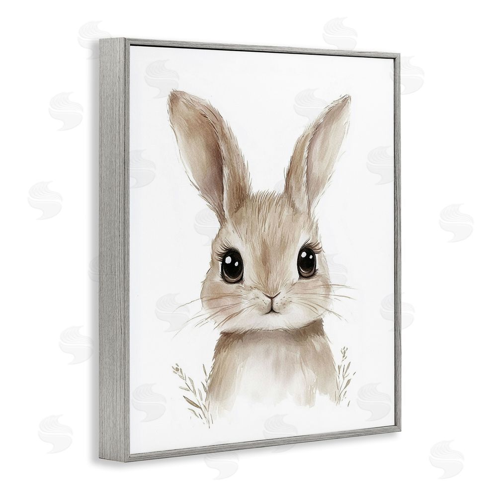 Ramona Murdock Nursery Babies Bunny Gray Framed Giclee Wall Art Print