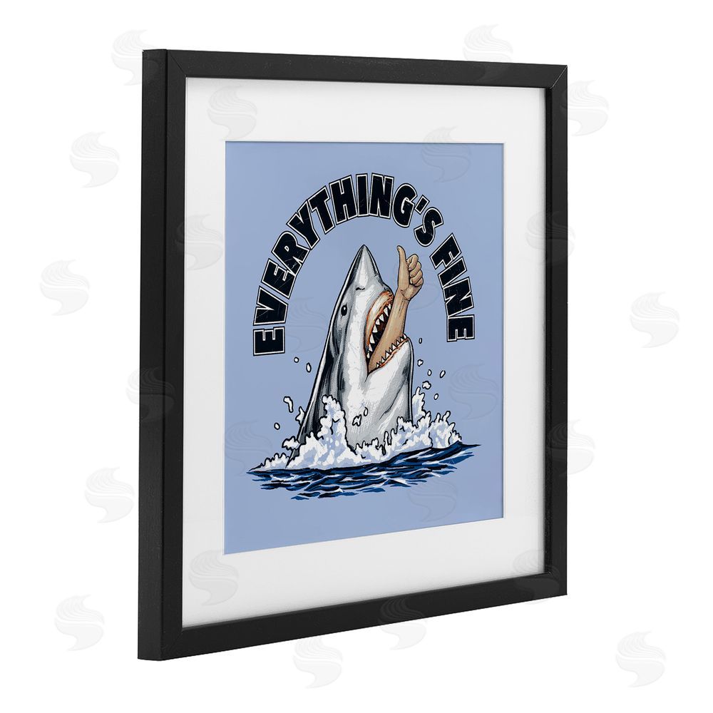 Jedco Brands Inc. Everything's Fine Shark Bite Black Framed Print Under Glass Wall Art