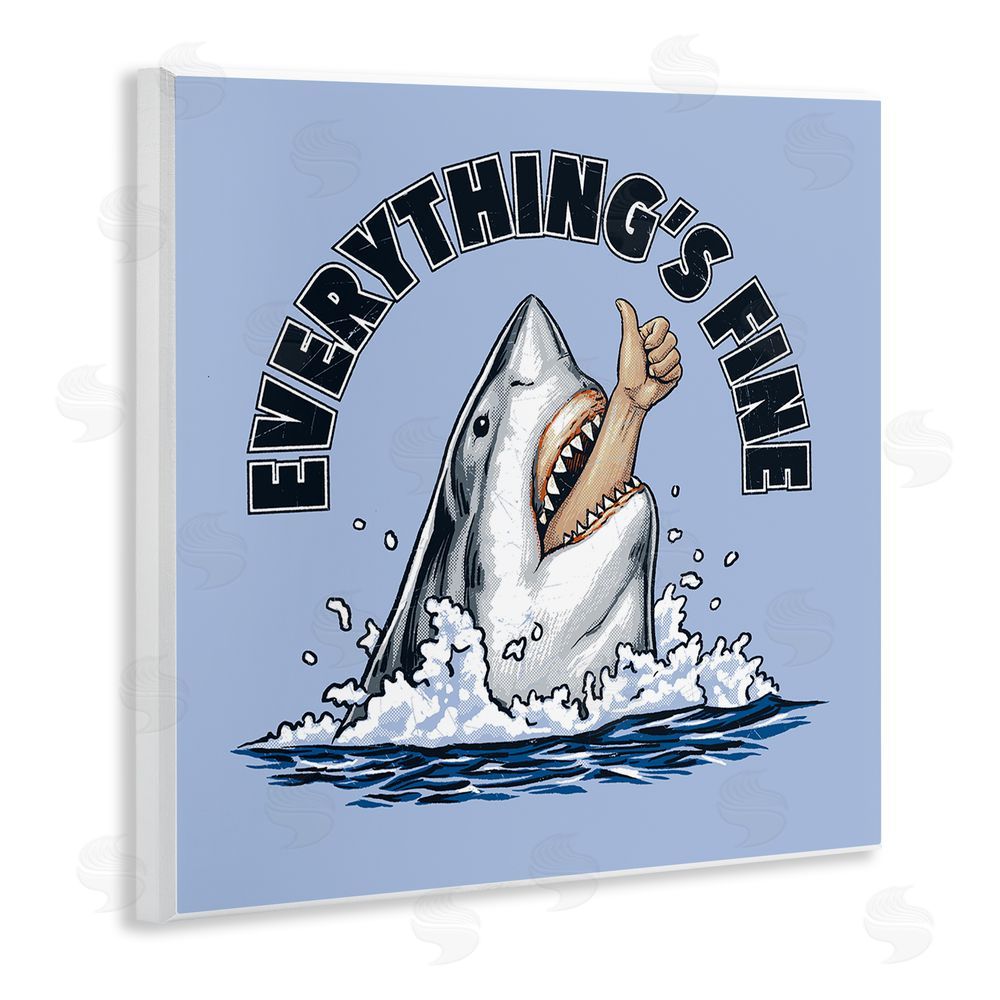 Jedco Brands Inc. Everything's Fine Shark Bite Wooden Wall Plaque Art Print