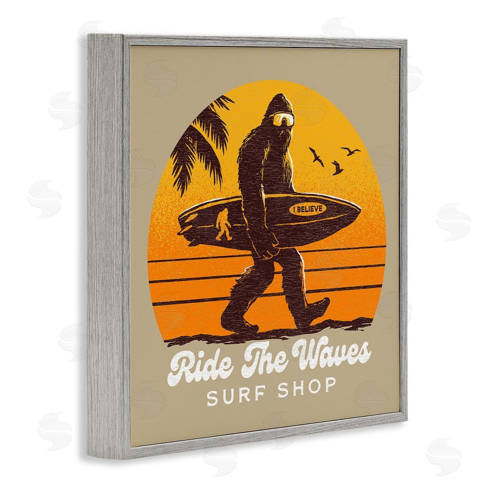Jedco Brands Inc. Ride The Waves Surf Shop Gray Framed Giclee Print Wall Art