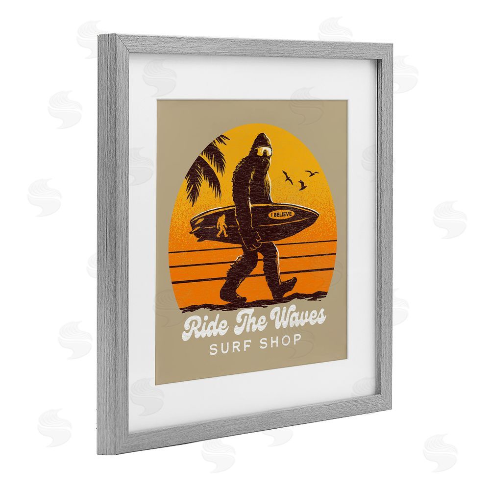 Jedco Brands Inc. Ride The Waves Surf Shop Gray Framed Print Under Glass Wall Art