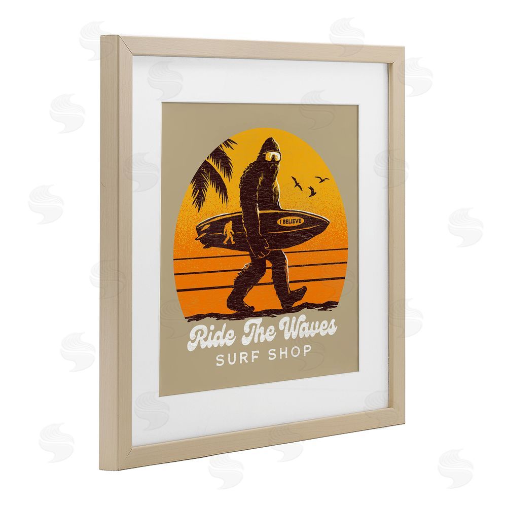 Jedco Brands Inc. Ride The Waves Surf Shop Brown Framed Print Under Glass Wall Art
