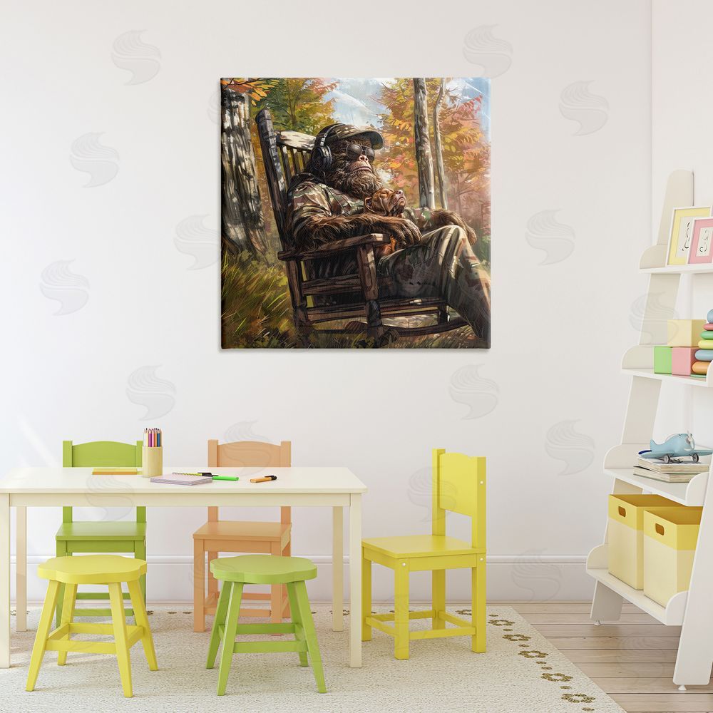 Jim Baldwin Mythical Creature with Headphones Stretched Canvas Wall Art Print in Room