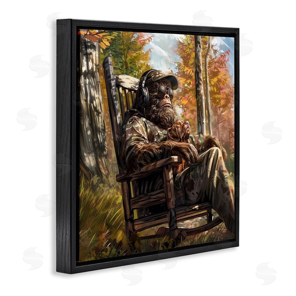 Jim Baldwin Mythical Creature with Headphones Black Floating Frame Canvas Wall Art Print