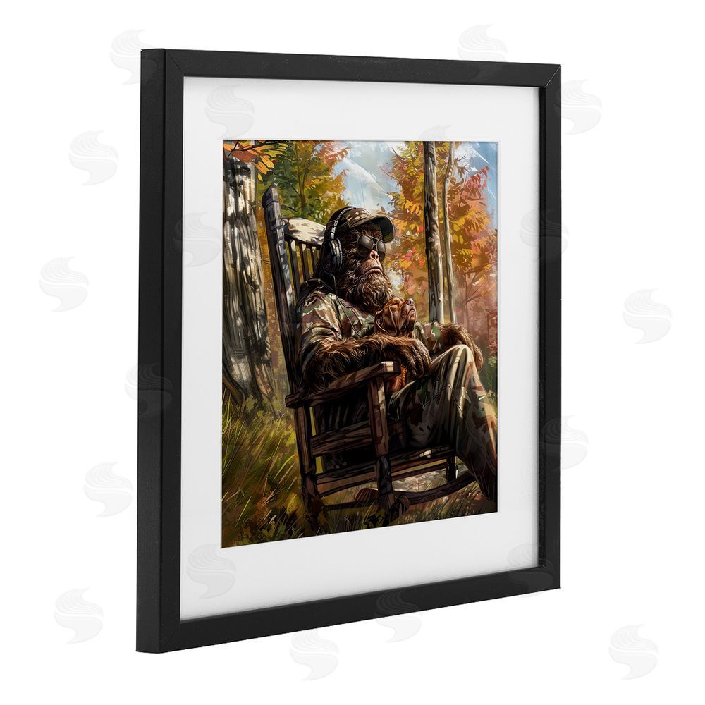 Jim Baldwin Mythical Creature with Headphones Black Framed Print Under Glass Wall Art