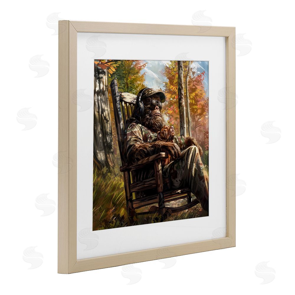 Jim Baldwin Mythical Creature with Headphones Brown Framed Print Under Glass Wall Art