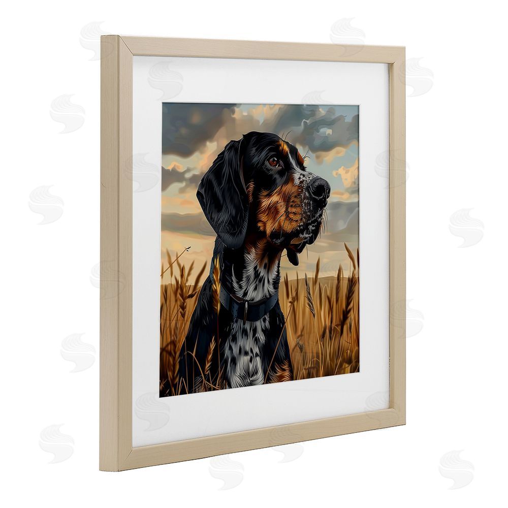 Jim Baldwin Bluetick Coonhound in Meadow Brown Framed Print Under Glass Wall Art