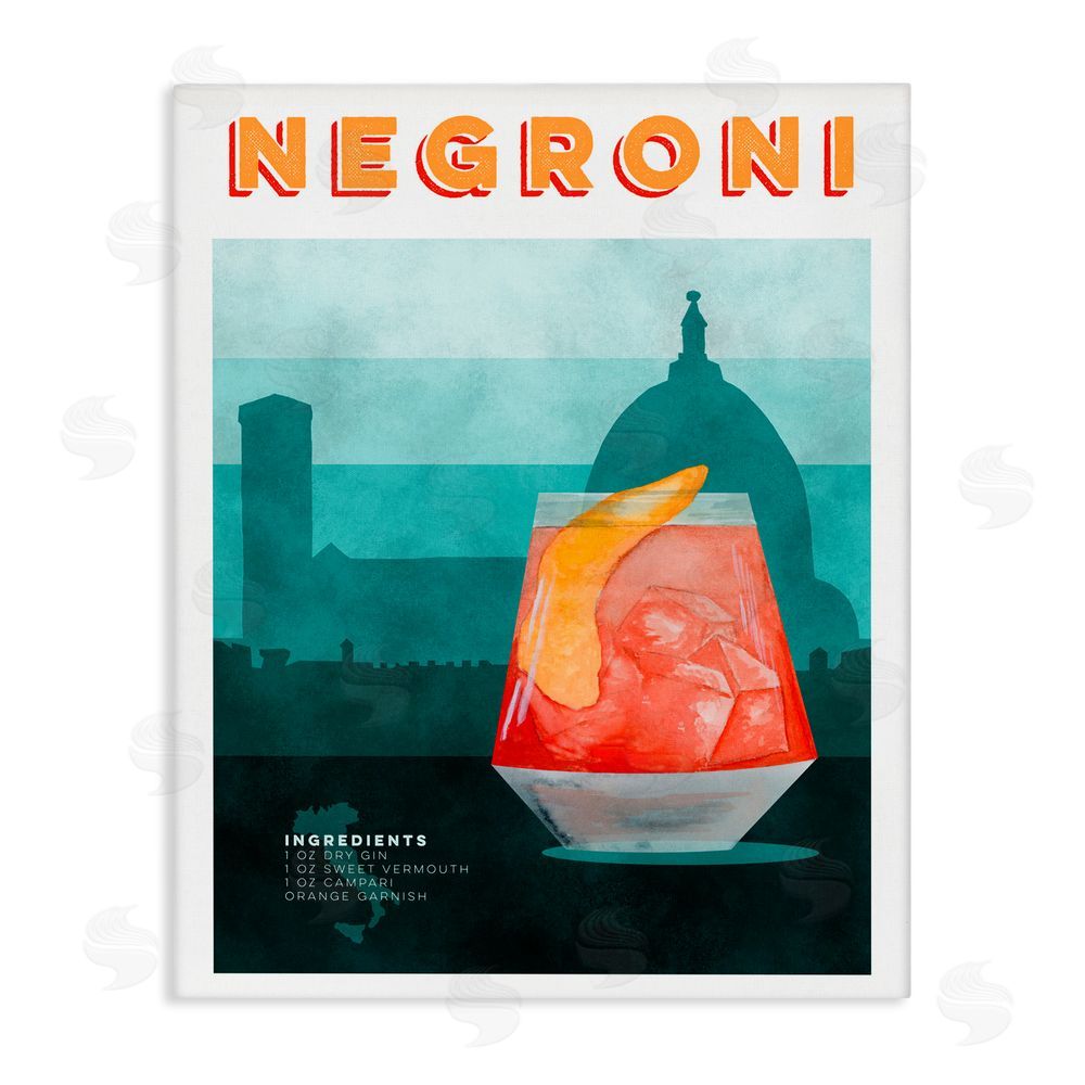 Brett Blumenthal Retro Negroni & Architecture Stretched Canvas Wall Art Print