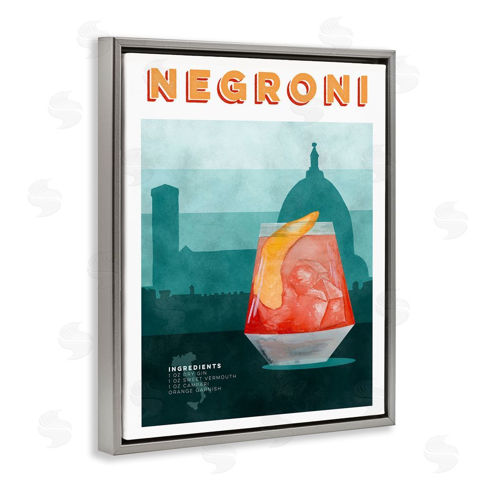 Brett Blumenthal Retro Negroni & Architecture Gray Floating Frame Canvas Wall Art Print