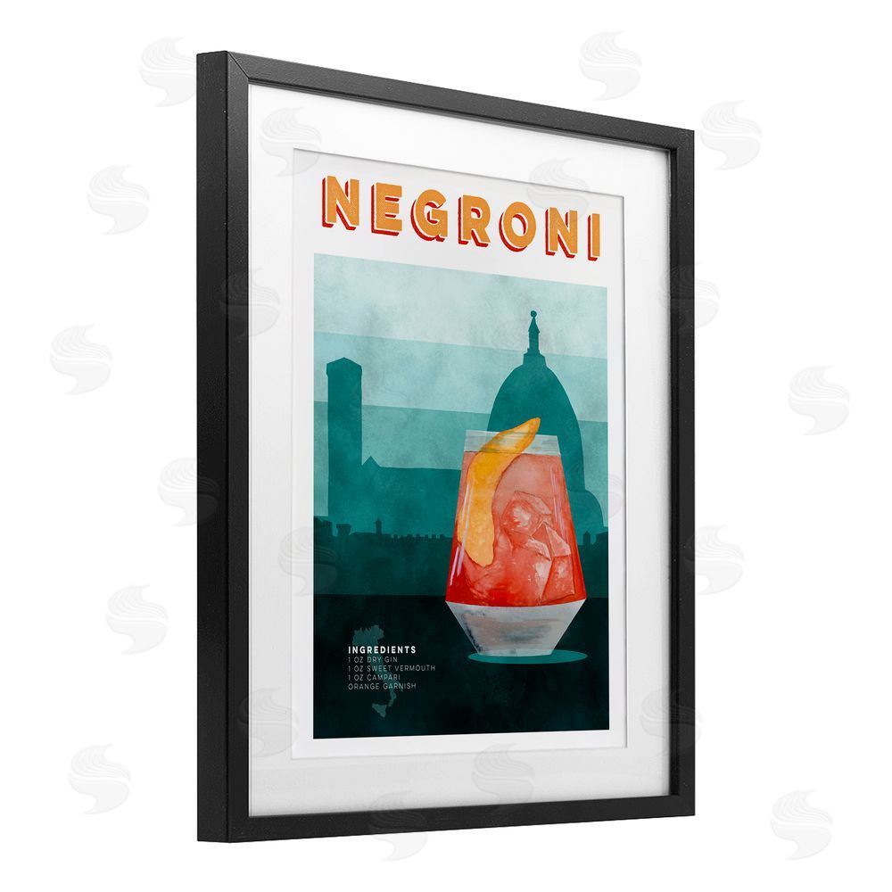 Brett Blumenthal Retro Negroni & Architecture Black Framed Print Under Glass Wall Art