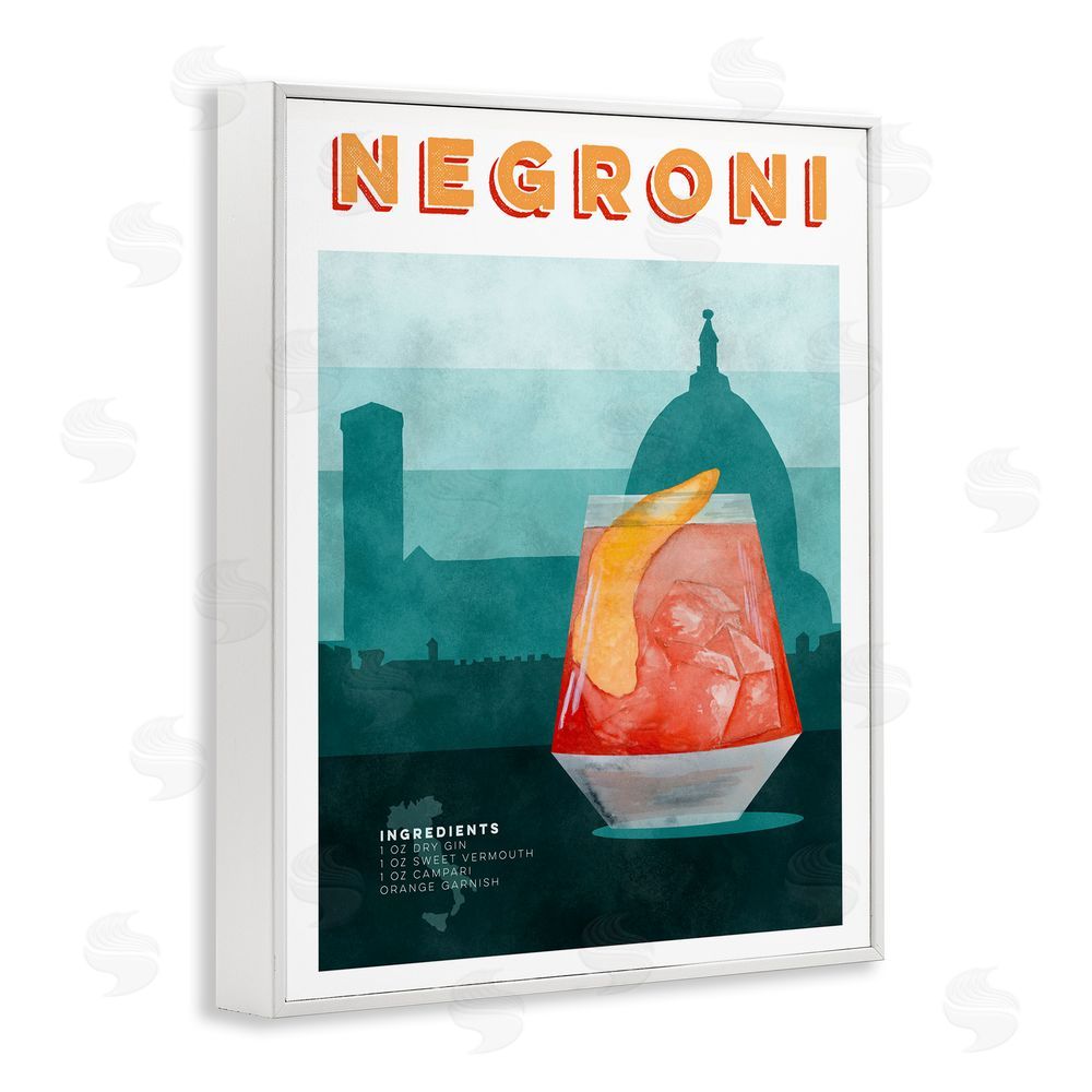 Brett Blumenthal Retro Negroni & Architecture White Framed Giclee Print Wall Art