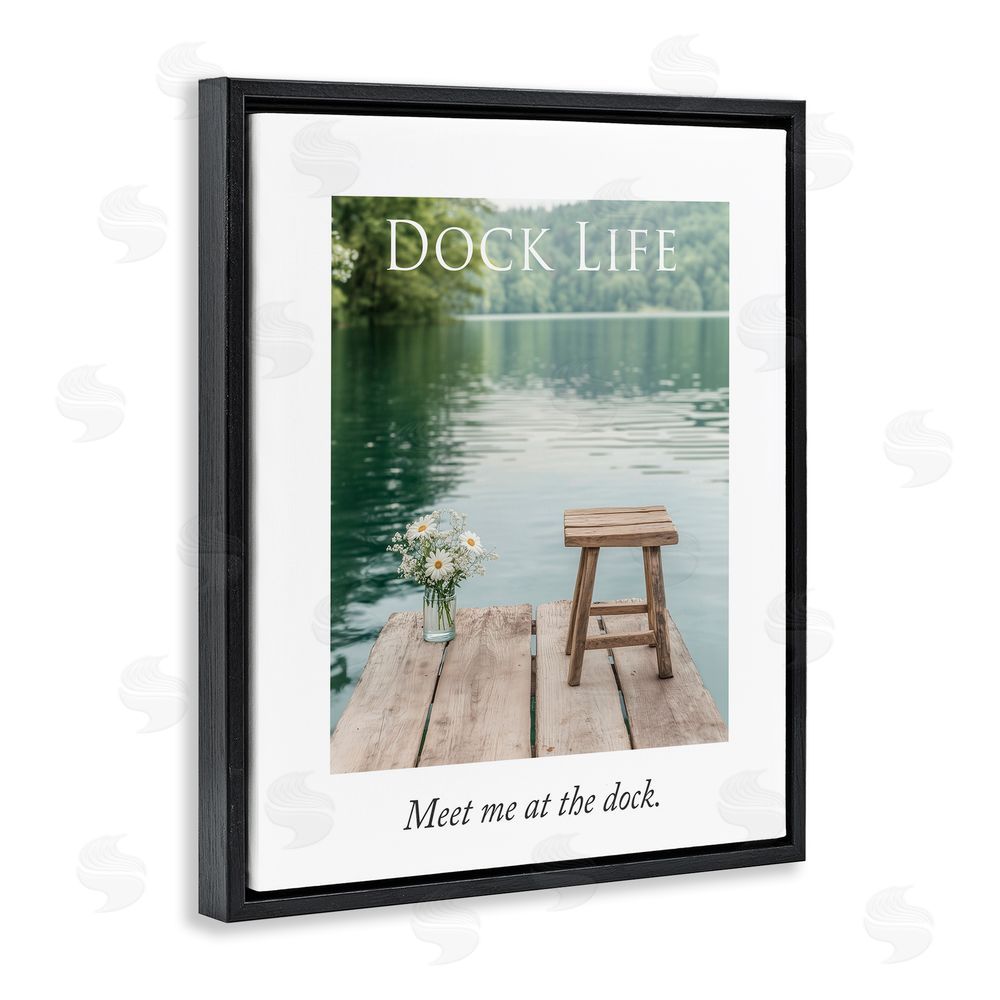 A Barefoot Stylist Dock Life Calming Scenery Black Floating Frame Canvas Wall Art Print