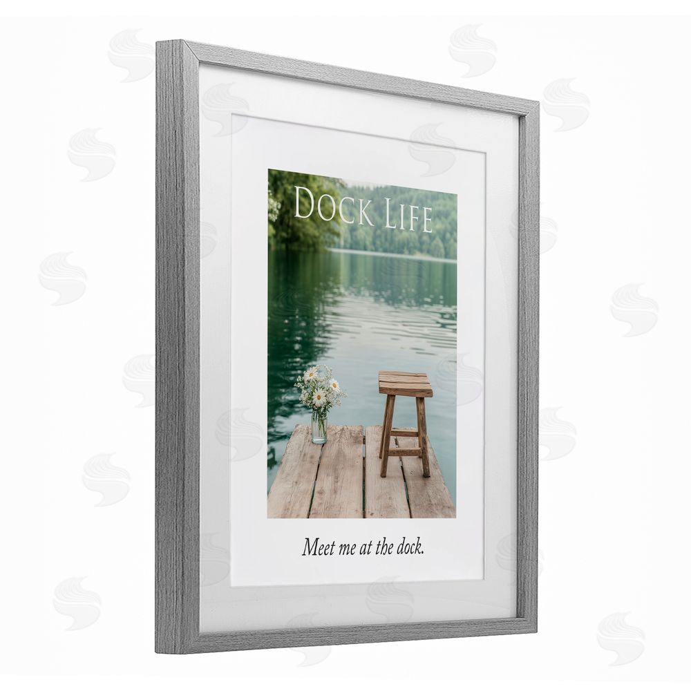 A Barefoot Stylist Dock Life Calming Scenery Gray Framed Print Under Glass Wall Art
