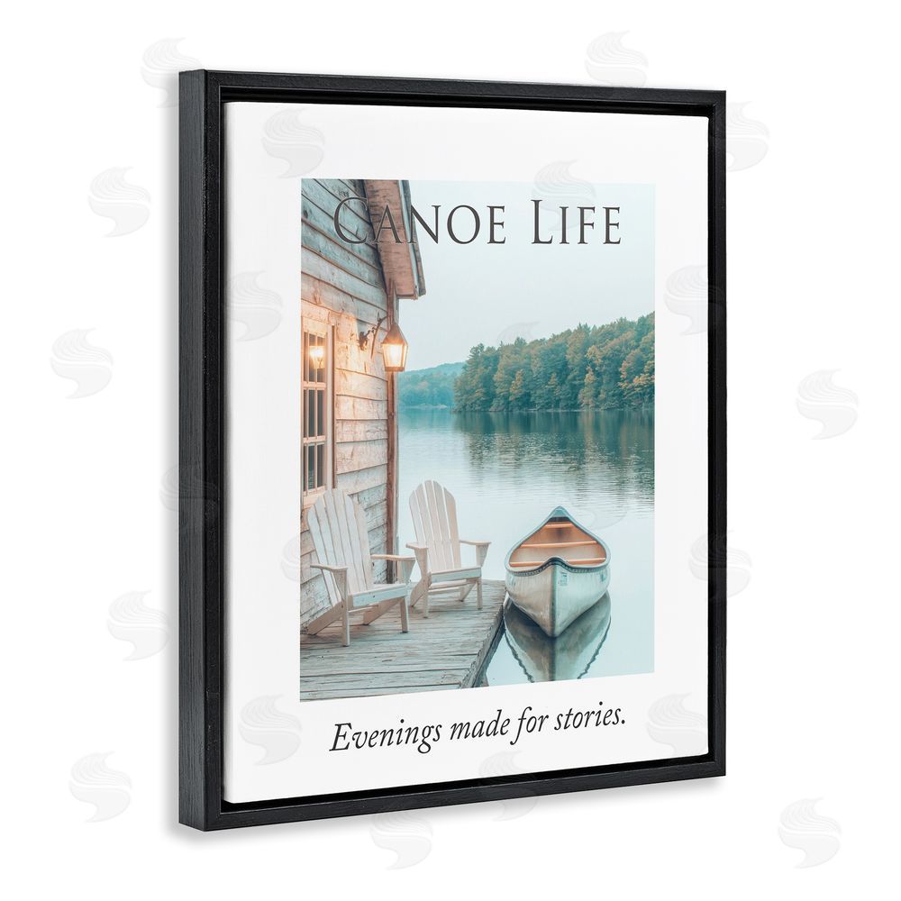 A Barefoot Stylist Canoe Life Quote Black Floating Frame Canvas Wall Art Print