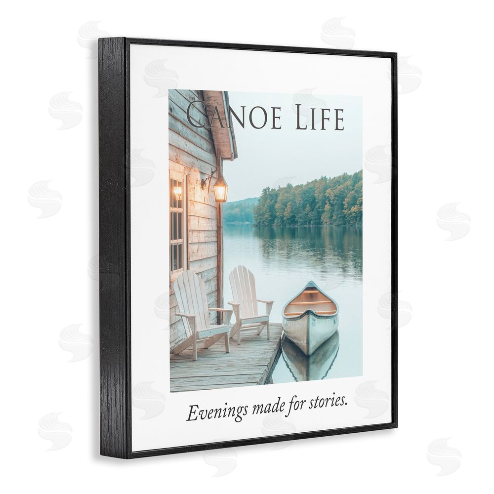 A Barefoot Stylist Canoe Life Quote Black Framed Giclee Wall Art Print