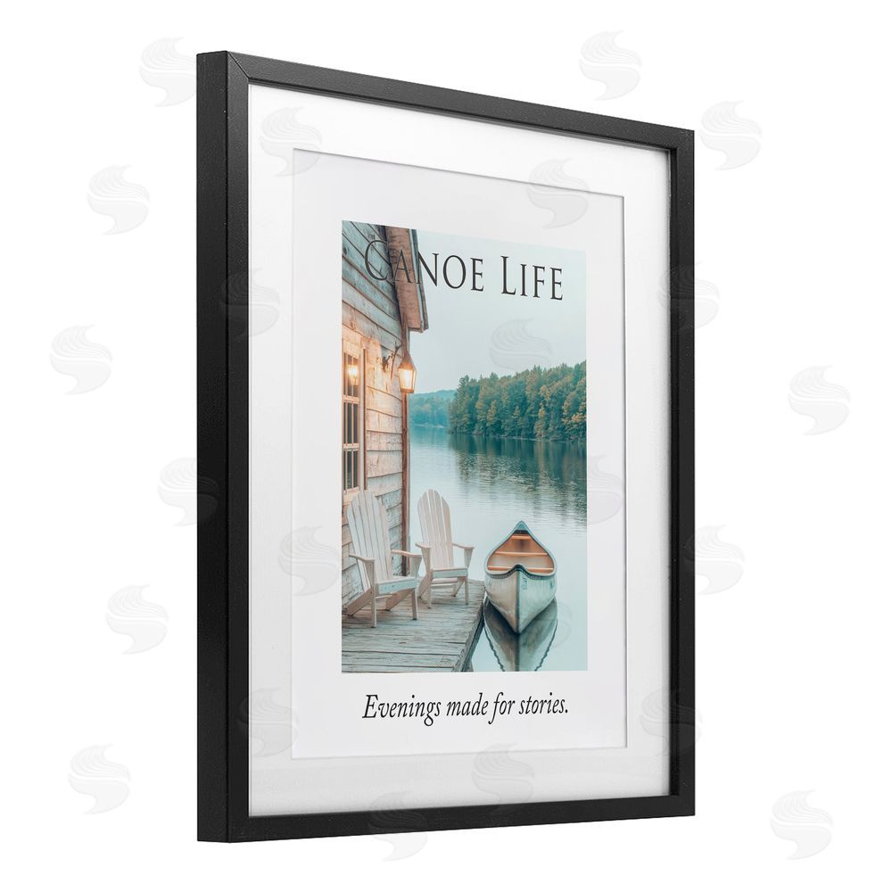 A Barefoot Stylist Canoe Life Quote Black Framed Print Under Glass Wall Art