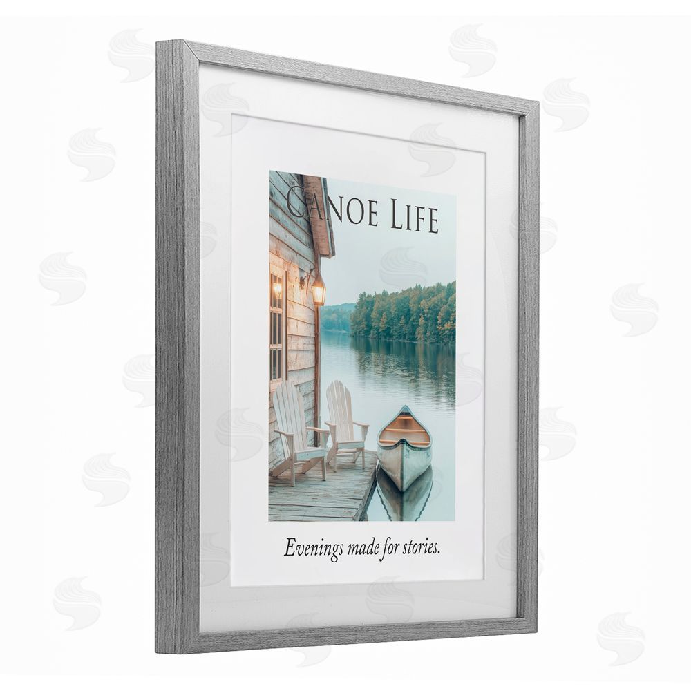A Barefoot Stylist Canoe Life Quote Gray Framed Print Under Glass Wall Art