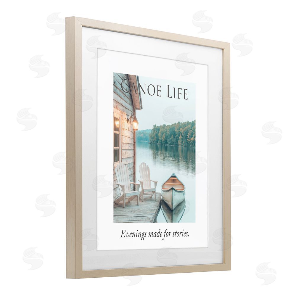 A Barefoot Stylist Canoe Life Quote Birch Framed Print Under Glass Wall Art