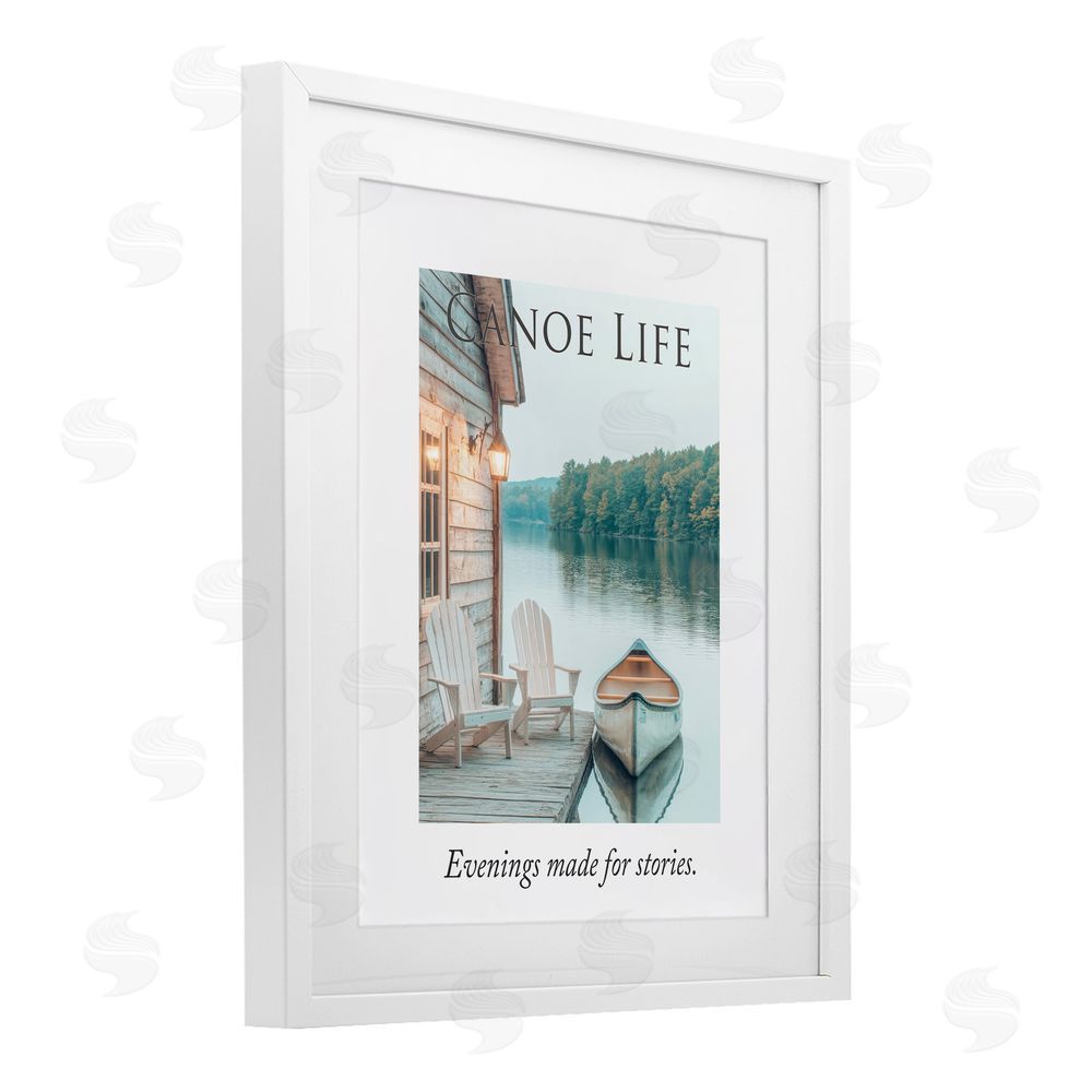 A Barefoot Stylist Canoe Life Quote White Framed Print Under Glass Wall Art