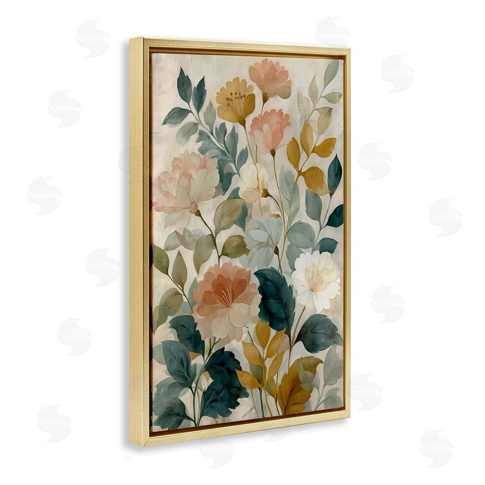 Annabelle Hall Adoring Flower Collection Gold Floating Frame Canvas Wall Art Print